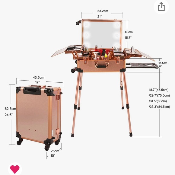 COPY - Large rolling makeup train studio. Has Bluetooth speakers dimmable light… - Picture 6 of 15